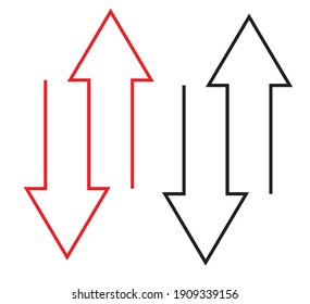 Transfer arrow line icon. linear style mark for mobile concepts and web design. Simple line up down arrow vector icon. Symbol, logo illustration. in red and black