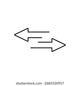 Icono de línea de flecha de transferencia. signo de estilo lineal, flecha derecha izquierda icono de Vector de línea simple. Símbolo, ilustración del logotipo..eps