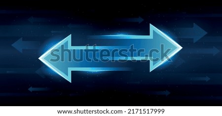 Transfer Arrows concept. Two arrows pointing in different directions. Sending, receiving or exchanging data, money, currency or information. Digital Logistics. Gradient realistic vector illustration [[stock_photo]] © 