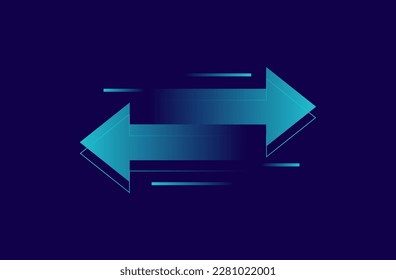 Concepto de diseño de flechas de transferencia. Dos flechas con direcciones diferentes izquierda y derecha. Concepto de envío de dinero digital, recepción o intercambio de datos, cambio de divisas, copia de seguridad de archivos. Ilustración vectorial.