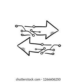 Transfer arrows doodle icon vector drawing