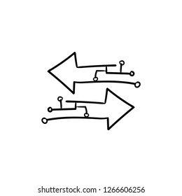 Transfer arrows doodle icon vector drawing