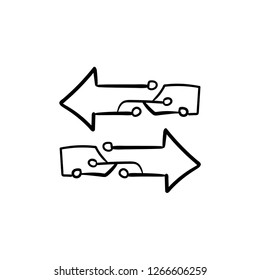 Transfer arrows doodle icon vector drawing