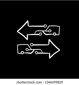 Transfer arrows doodle icon vector drawing  flat black