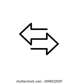 Transfer arrows icon in black. Simple left and right arrows symbol in flat style. Vector illustration for graphic design, logo, Web, UI, mobile app