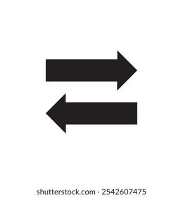 Transfer arrows icon black and white vector sign