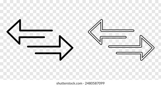 Transfer arrows icon. Data transfer vector icon. Arrow exchange icon. Arrow left and right symbol. Vector illustration on Transparent background. Vector illustration. Eps file 47.