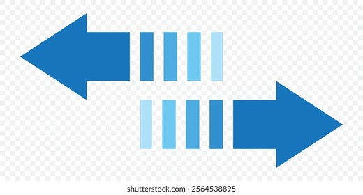 Transfer arrows icon. Data transfer vector icon. Arrow exchange icon. Arrow left and right symbol. Vector illustration on transparent background. eps 10.