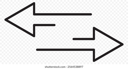 Transfer arrows icon. Data transfer vector icon. Arrow exchange icon. Arrow left and right symbol. Vector illustration on transparent background. eps 10.