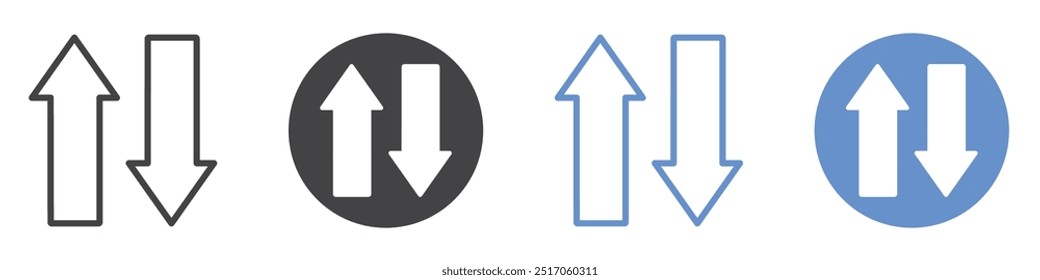 Transfer arrows icon flat line symbol set.