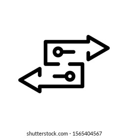 Transfer arrows icon in line art style on white background, for mobile concept and web design, arrows simple vector icon, Symbol, logo illustration