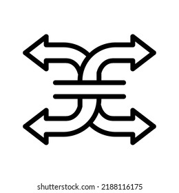 Transfer arrows icon. Linear style sign for mobile concept and web design. Left right arrows icon. Symbol, logo illustration. Vector isolated on white background.