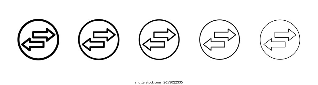 Transfer arrows icon or logo illustration outline black style