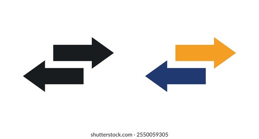 Transfer arrows icon set in black and colored version