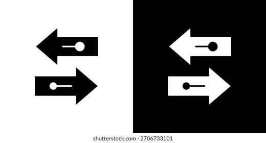 Logotipo del símbolo del icono de las flechas de transferencia. Plantilla gráfica.
