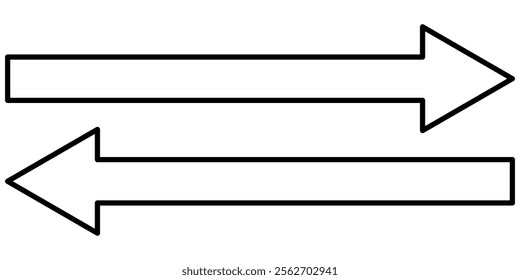 Transfer arrows outline icon. Data transfer vector icon. Recycling sign. Arrow to left and right symbol.