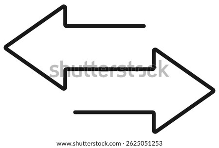 Transfer arrows outline icon isolated on white background.