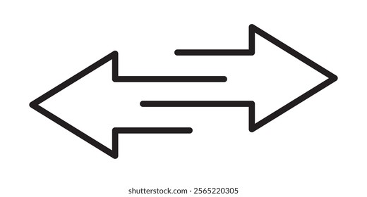 Transfer arrows outline icon. linear style sign for mobile concept and web design. Left right arrows simple line vector icon. Symbol, logo illustration.