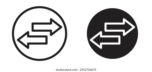 Transfer arrows vector icon set black filled and outlined style.
