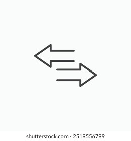 Transferir setas linha na cor preta Linha fina. ilustração simples de símbolos vetoriais planos.