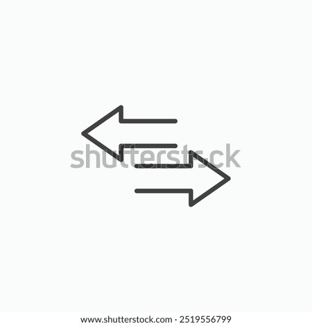 Transfer arrowsline in Thin line black color. flat simple vector symbols illustration.