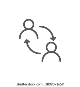 Transfer between user accounts vector icon symbol isolated on white background
