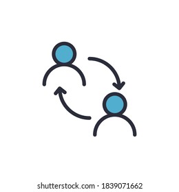 Transfer between user accounts vector icon symbol isolated on white background