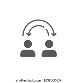 Transfer between user accounts vector icon symbol isolated on white background