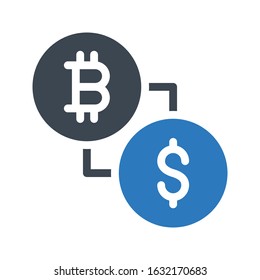 transfer bitcoin  vector glyph color icon 