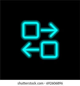 Transfer blue glowing neon ui ux icon. Glowing sign logo vector