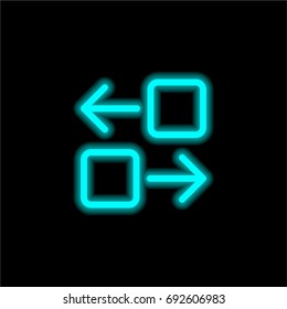Transfer blue glowing neon ui ux icon. Glowing sign logo vector
