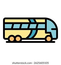 Icono de bus de transferencia. Esquema de transferencia de bus de Vector de color plano aislado