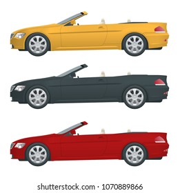 Transfer, Cabriolet car. Cabrio coupe vehicle template vector isolated on white. View side. All elements in groups
