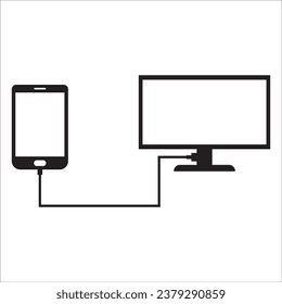transfer cellphone data to laptop icon logo vector design
