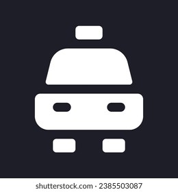 Transfer dark mode glyph ui icon. Transportation provided by hotel. User interface design. White silhouette symbol on black space. Solid pictogram for web, mobile. Vector isolated illustration