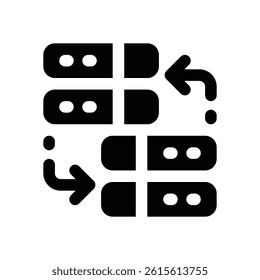 transfer data glyph icon. Strong and solid vector icon for websites, mobile interfaces, presentations, and visual branding. High quality and easy to edit.