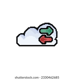 transfer data on cloud in pixel art style