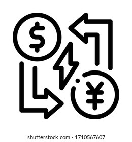 transferencia de diferentes vectores de icono de monedas. signo de transferencia de diferentes monedas. ilustración de símbolo de contorno aislado