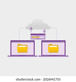Transfer document files between devices design concept vector illustration