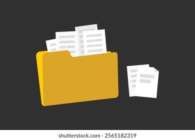 Transfer of documentation. Folders with paper files. File transfer of document in folder, cloud storage, file transfer encrypted form, connection docs information migration.