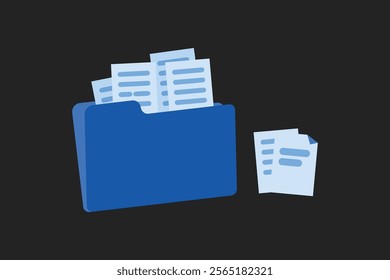 Transfer of documentation. Folders with paper files. File transfer of document in folder, cloud storage, file transfer encrypted form, connection docs information migration.