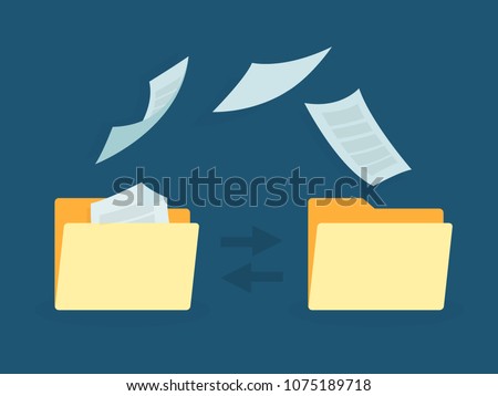 Transfer of documentation. Folders with paper files.