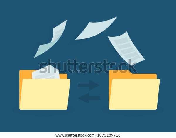 Transfer of\
documentation. Folders with paper\
files.