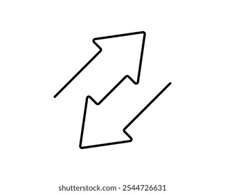 Transfer double arrow icon. Two opposite direction symbol. Exchange line arrow icon. Remove sign. Transfer symbol. Vector illustration isolated on white background.
