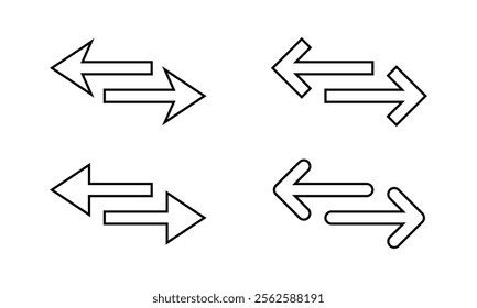 Transfer, exchange arrow outline icon set. Swap, two arrows sign symbol