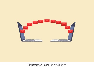 Transfer file of data between devices. Transmission of documents between two computer. concept of Backup of information, Document pc migration, network laptop file sharing.