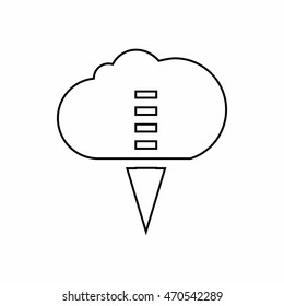 Transfer files from cloud icon in outline style isolated on white background. Copying symbol