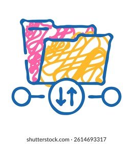 transfer folder doodle icon sketch vector. transfer folder sign. isolated symbol illustration