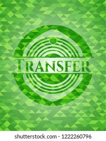 Transfer green emblem with triangle mosaic background