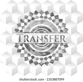 Transfer grey emblem with geometric cube white background